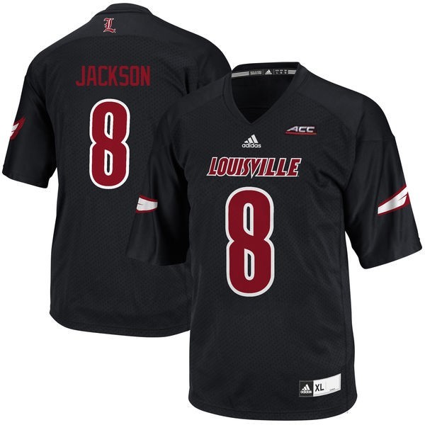 Louisville Cardinals #8 Lamar Jackson Blackout Stitched Jersey